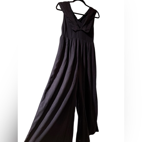 Free People Big Love Wide Leg Linen Blend Jumpsuit in Black Size XS(2-6) - Picture 4 of 10